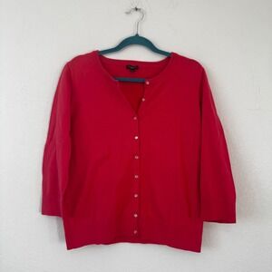 Talbots‎ Red 3/4 Sleeve Button Front Cardigan Sweater Women's Size L